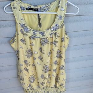 Maurices Pale Yellow Floral Sleeveless Tank